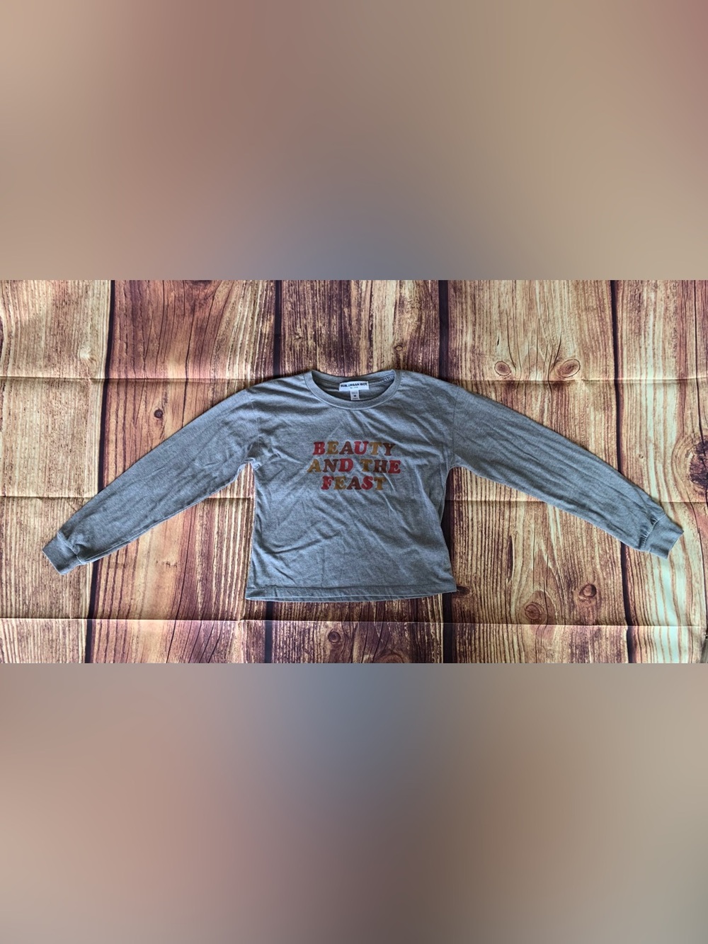 Sub_Urban Riot Girl's Long Sleeve “The Beauty & The Feast" Gray T-Shirt Sz: M